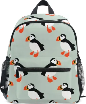Fisyme Bird Puffins Seabird Toddler Backpack School Bag Kids Daypacks for Kindergarten Preschool Nursery Girls Boys, M