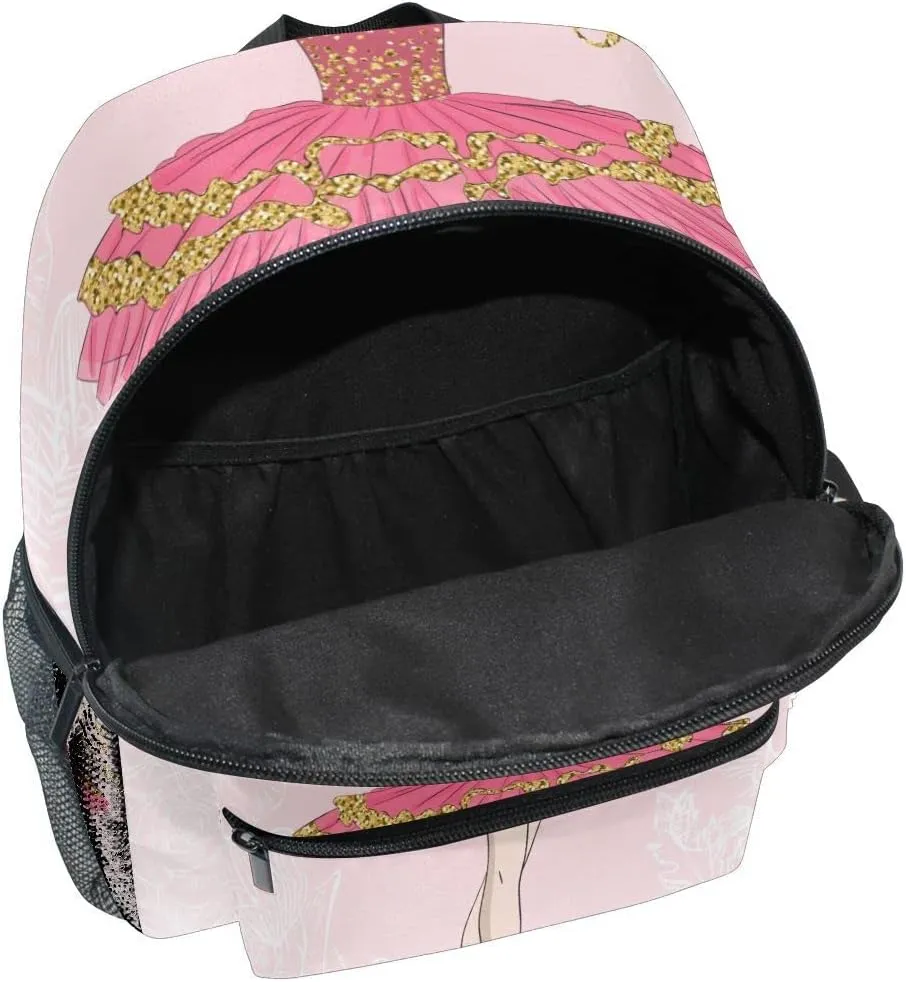 Fisyme Toddler Backpack Butterfly Cute Ballerina Girl School Bag Kids Backpacks for Kindergarten Preschool Nursery Girls Boys, M