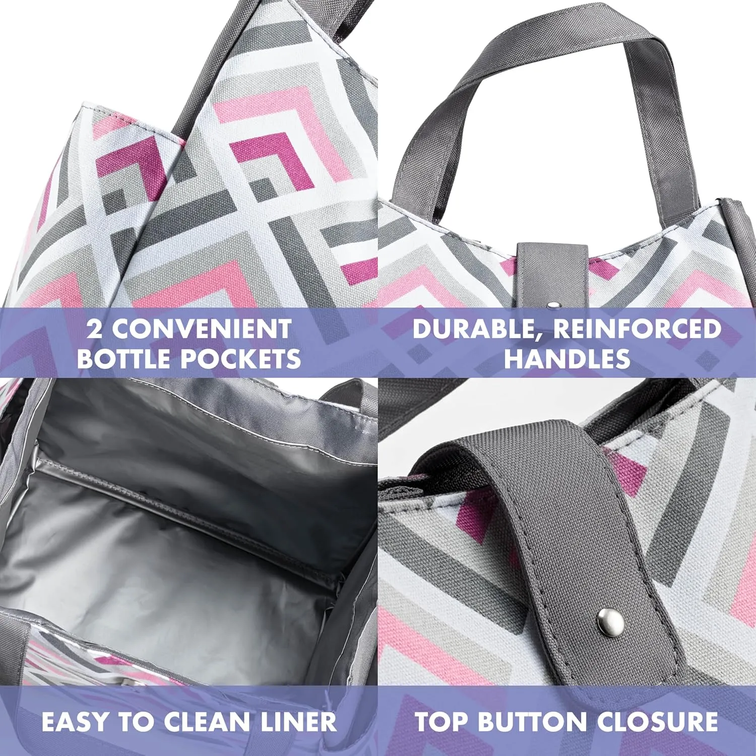 Fit & Fresh Lunch Bag For Women, Insulated Womens Lunch Bag For Work, Leakproof & Stain-Resistant Large Lunch Box For Women With Containers and Matching Tumbler, Snap Closure Westport Bag Magenta
