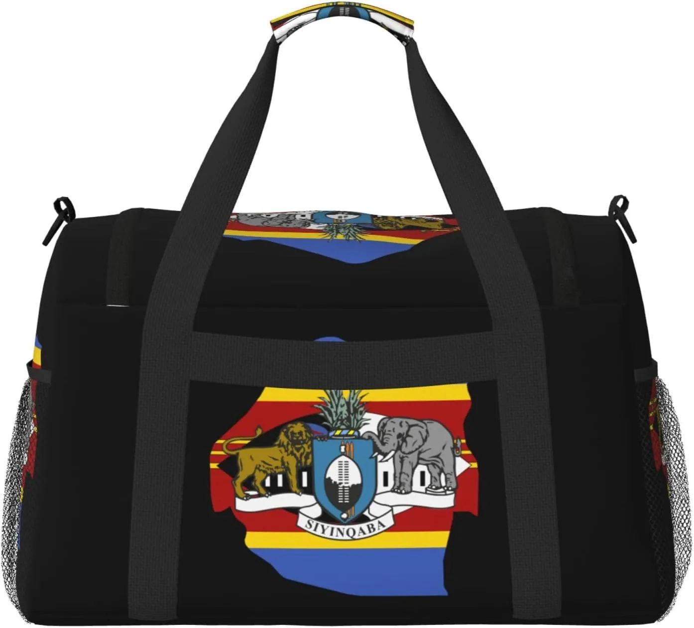 Flag Map Of Eswatini Travel Duffel Bag Large Foldable Waterproof Overnight Bag For Beach Swim Bags Pool Sports Gym