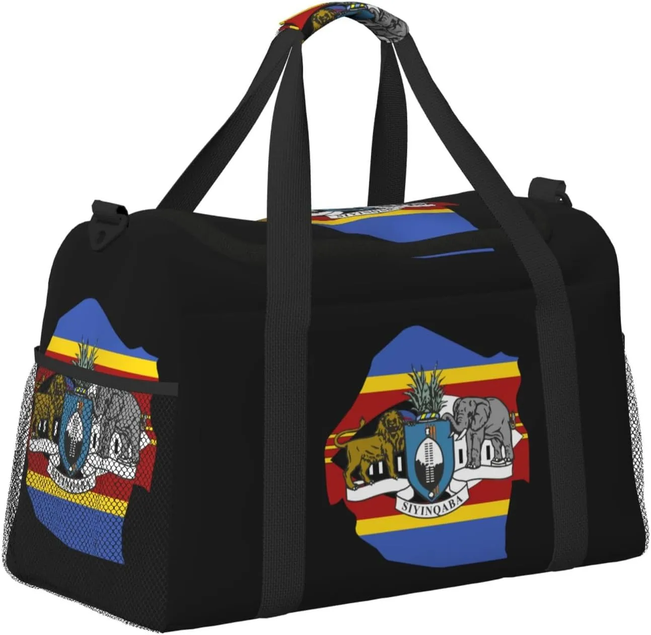 Flag Map Of Eswatini Travel Duffel Bag Large Foldable Waterproof Overnight Bag For Beach Swim Bags Pool Sports Gym