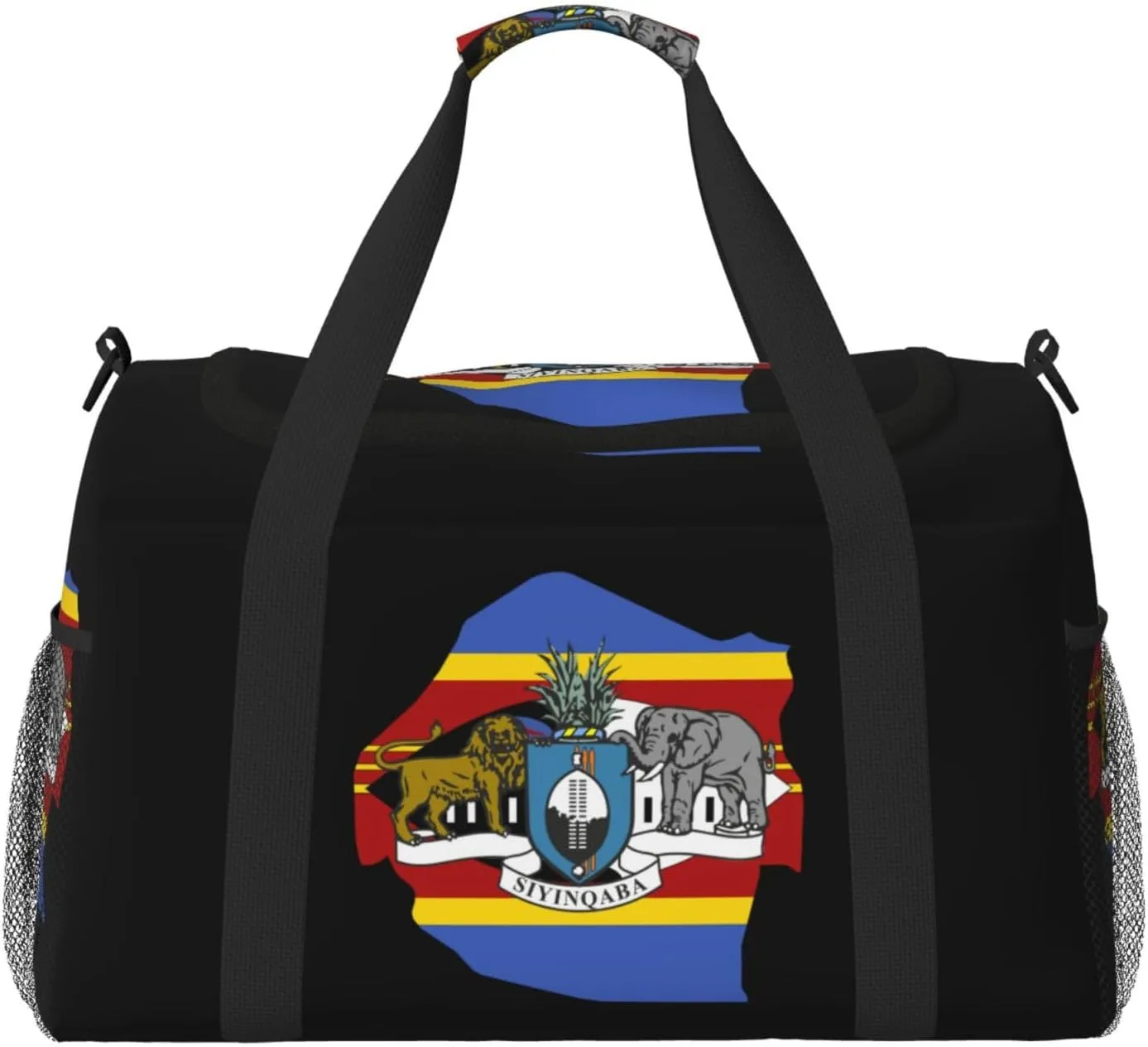 Flag Map Of Eswatini Travel Duffel Bag Large Foldable Waterproof Overnight Bag For Beach Swim Bags Pool Sports Gym