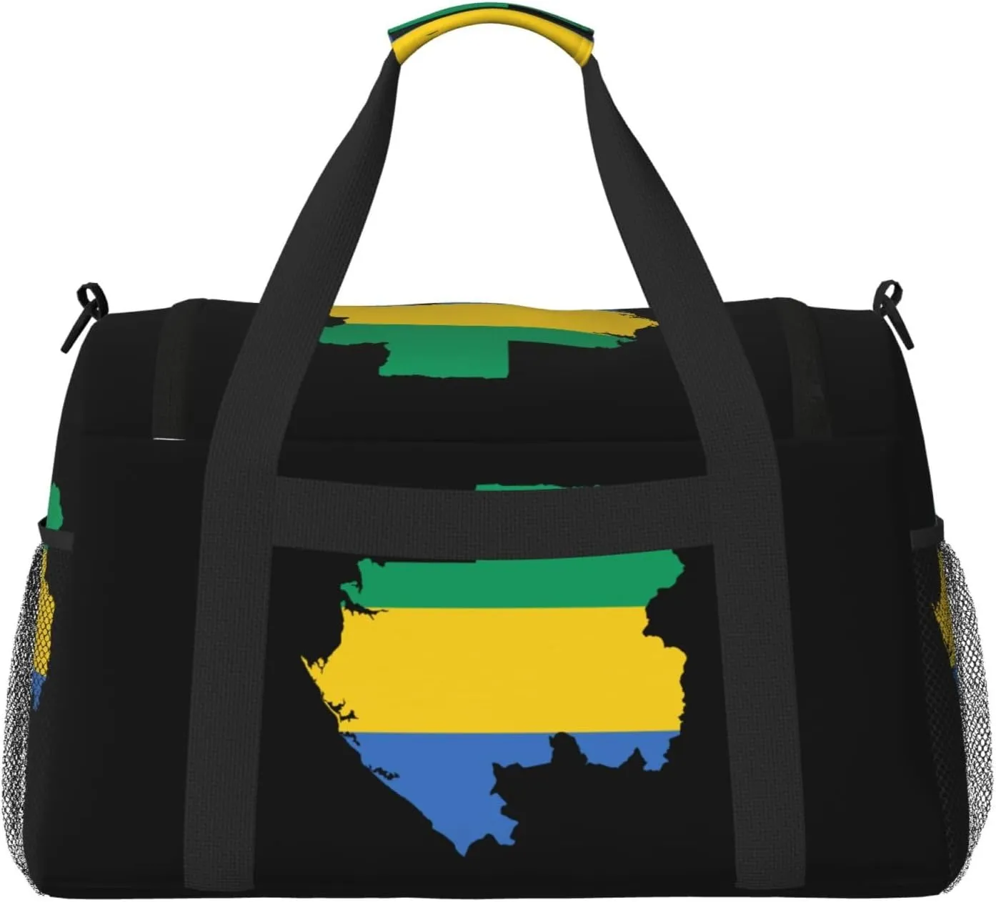 Flag Map Of Gabon Travel Duffel Bag Large Foldable Waterproof Overnight Bag For Beach Swim Bags Pool Sports Gym