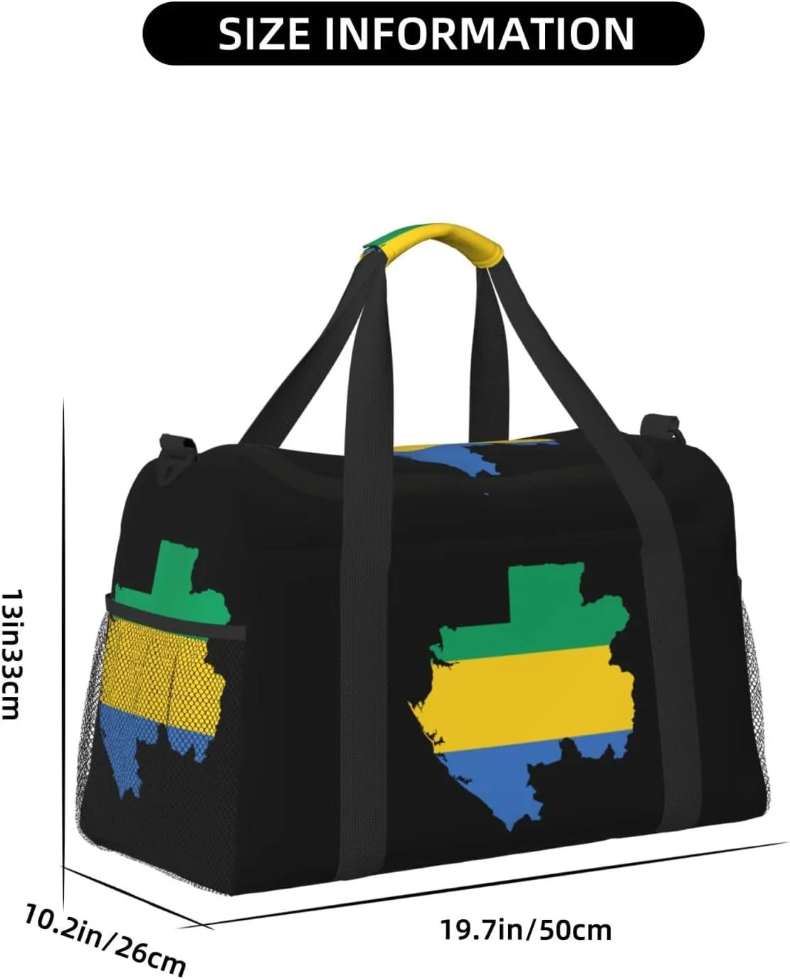 Flag Map Of Gabon Travel Duffel Bag Large Foldable Waterproof Overnight Bag For Beach Swim Bags Pool Sports Gym