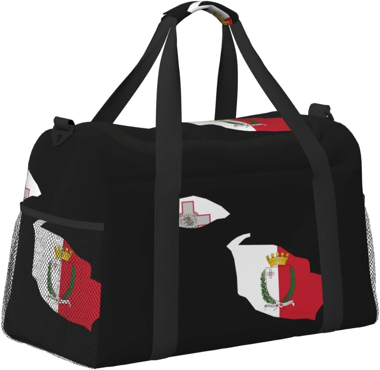 Flag Map Of Malta Travel Duffel Bag Large Foldable Waterproof Overnight Bag For Beach Swim Bags Pool Sports Gym