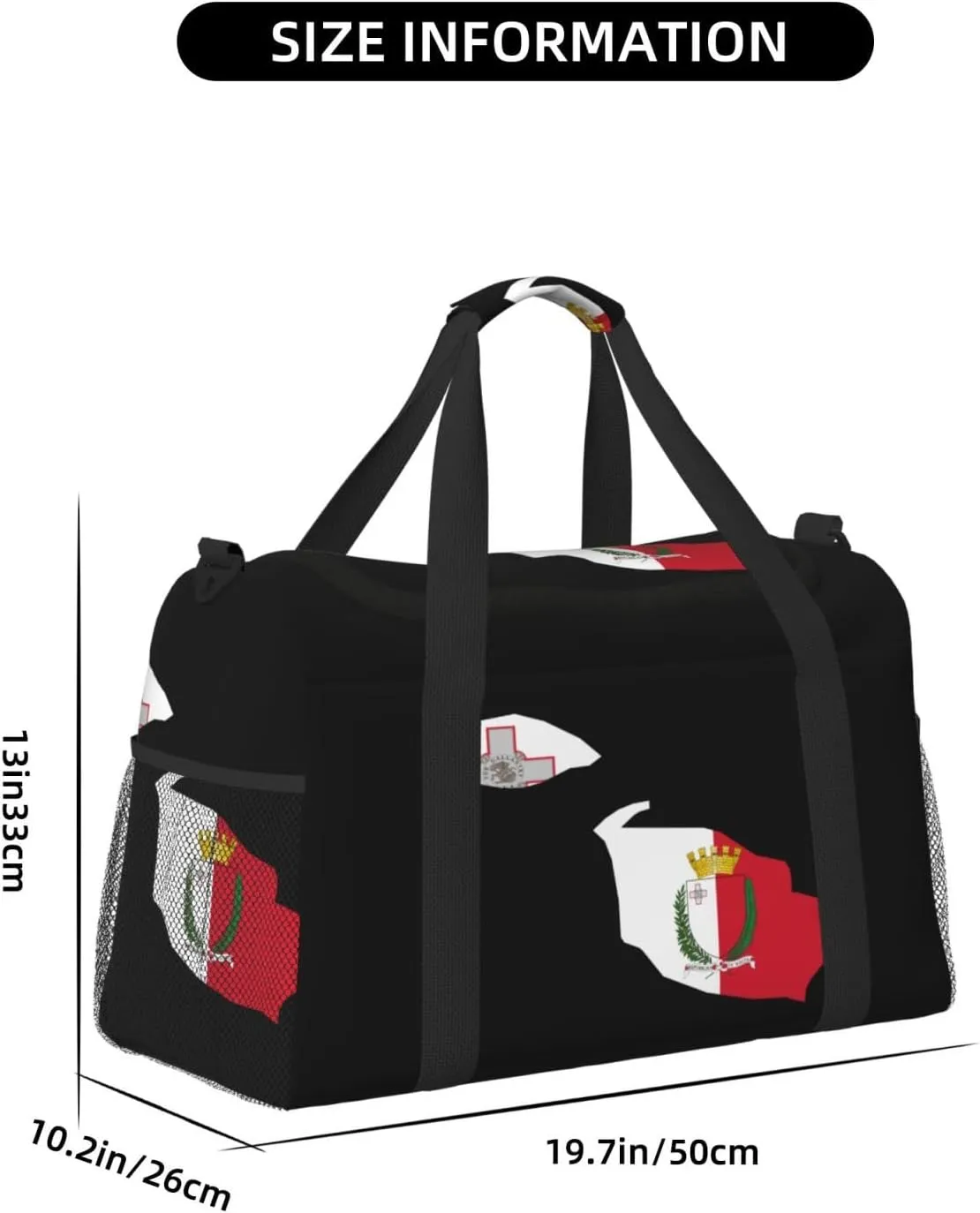 Flag Map Of Malta Travel Duffel Bag Large Foldable Waterproof Overnight Bag For Beach Swim Bags Pool Sports Gym