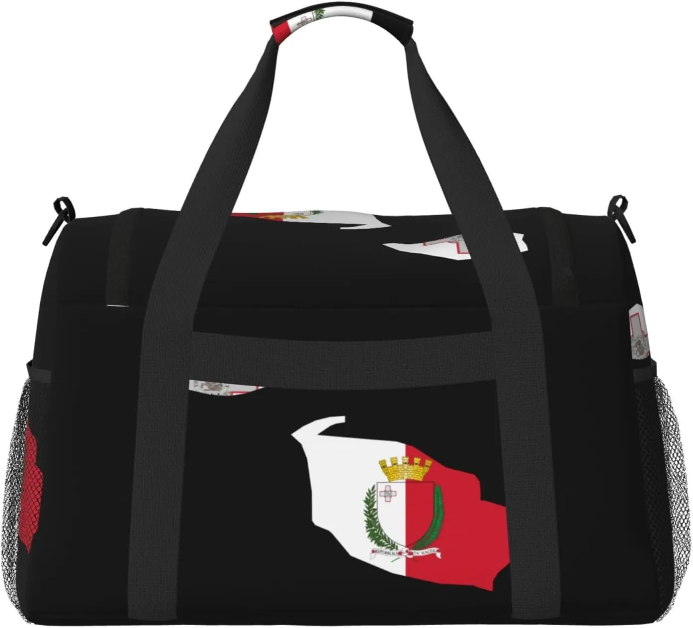 Flag Map Of Malta Travel Duffel Bag Large Foldable Waterproof Overnight Bag For Beach Swim Bags Pool Sports Gym