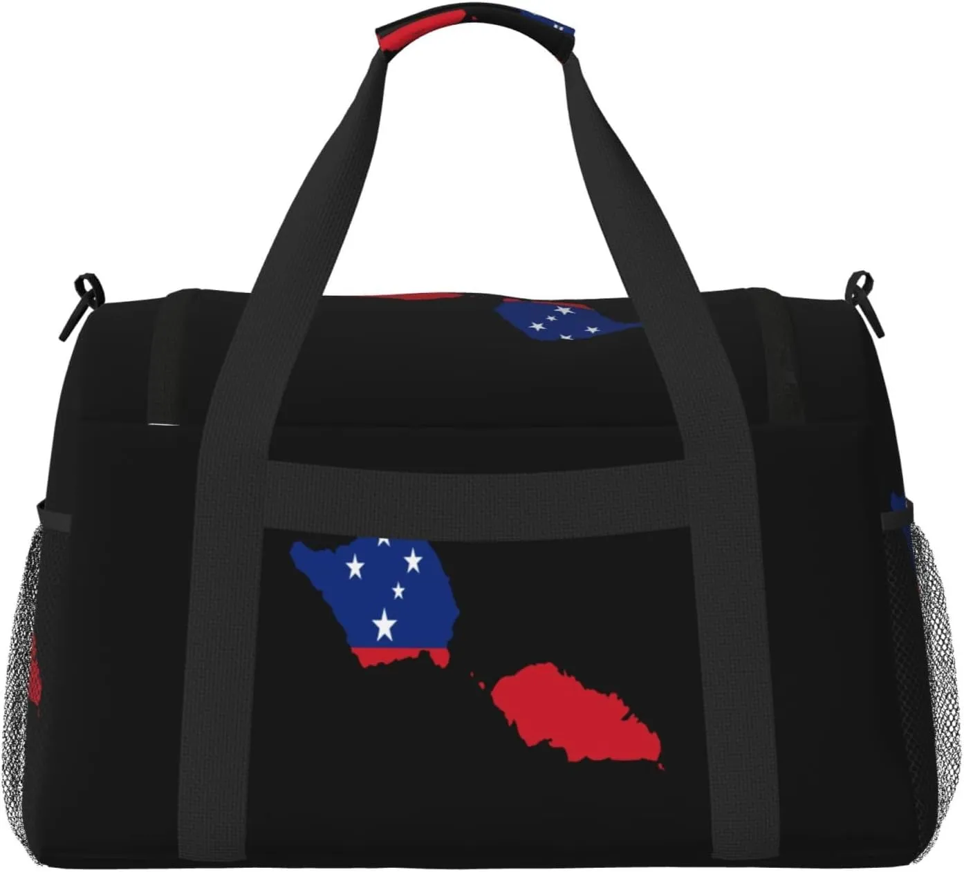 Flag Map Of Samoa Travel Duffel Bag Large Foldable Waterproof Overnight Bag For Beach Swim Bags Pool Sports Gym