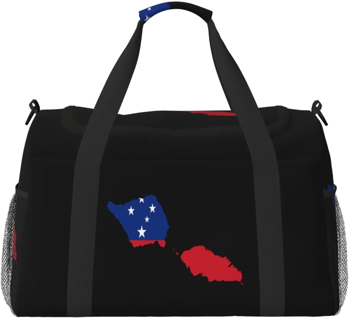 Flag Map Of Samoa Travel Duffel Bag Large Foldable Waterproof Overnight Bag For Beach Swim Bags Pool Sports Gym