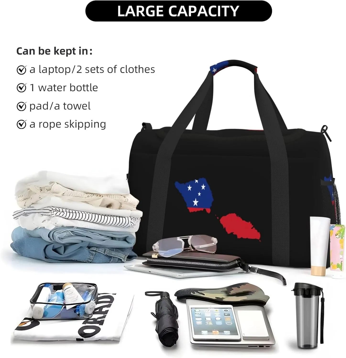 Flag Map Of Samoa Travel Duffel Bag Large Foldable Waterproof Overnight Bag For Beach Swim Bags Pool Sports Gym