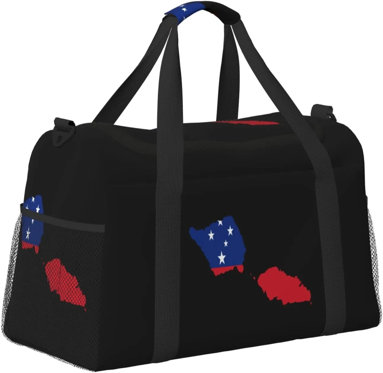 Flag Map Of Samoa Travel Duffel Bag Large Foldable Waterproof Overnight Bag For Beach Swim Bags Pool Sports Gym