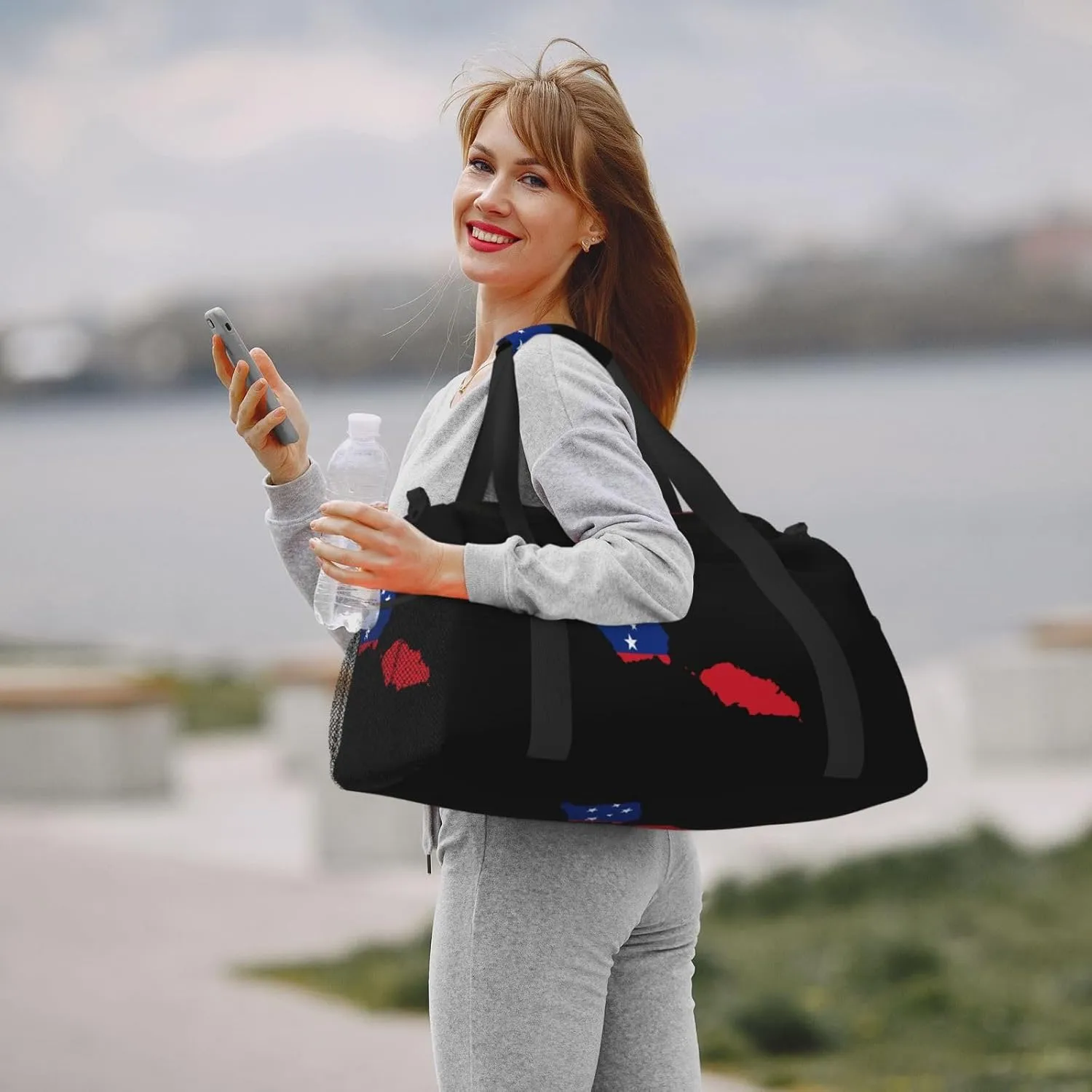 Flag Map Of Samoa Travel Duffel Bag Large Foldable Waterproof Overnight Bag For Beach Swim Bags Pool Sports Gym