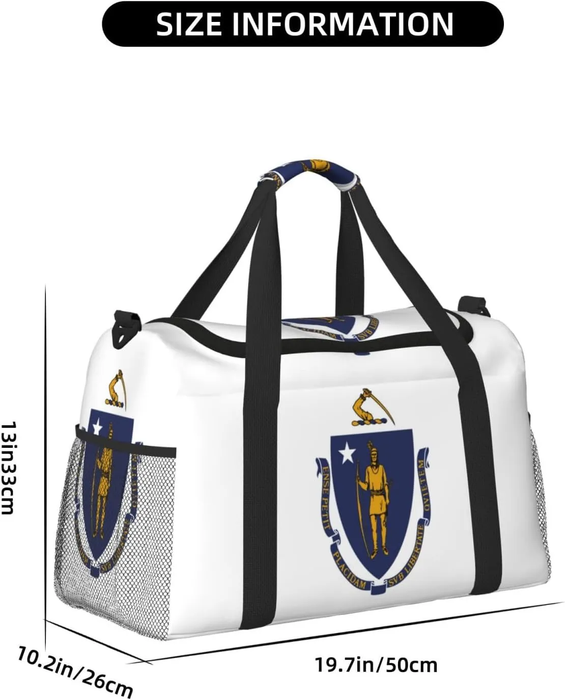 Flag Of Massachusetts Travel Duffel Bag Large Foldable Waterproof Overnight Bag For Beach Swim Bags Pool Sports Gym
