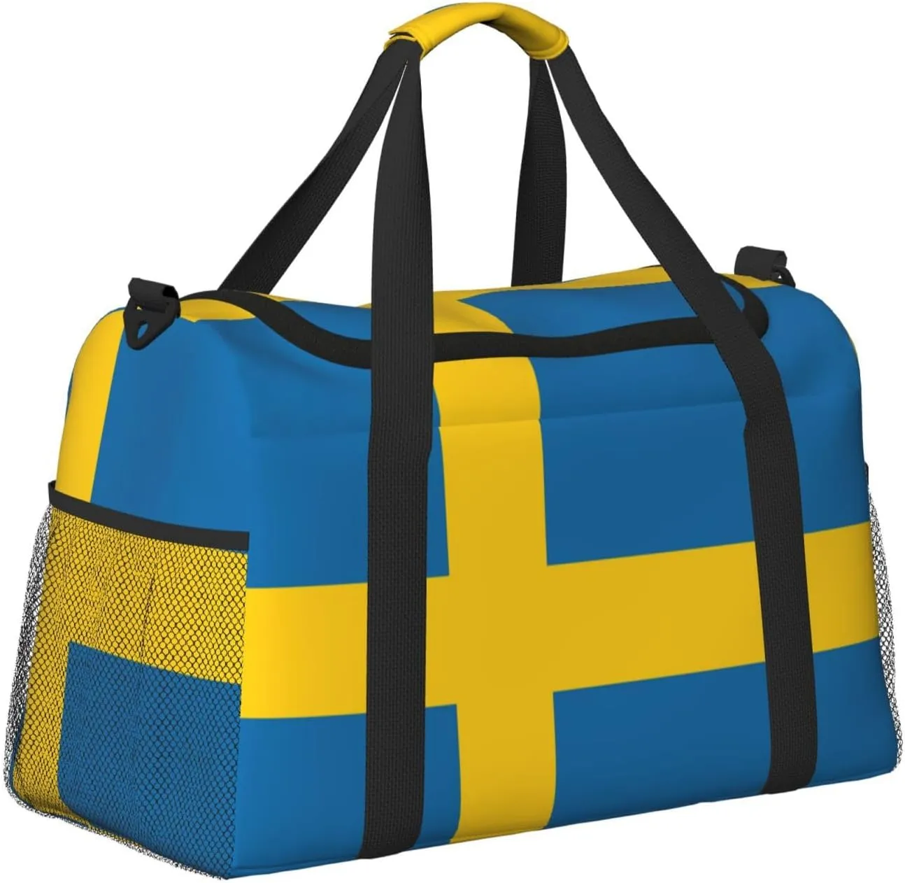 Flag Of Sweden Travel Duffel Bag Large Foldable Waterproof Overnight Bag For Beach Swim Bags Pool Sports Gym