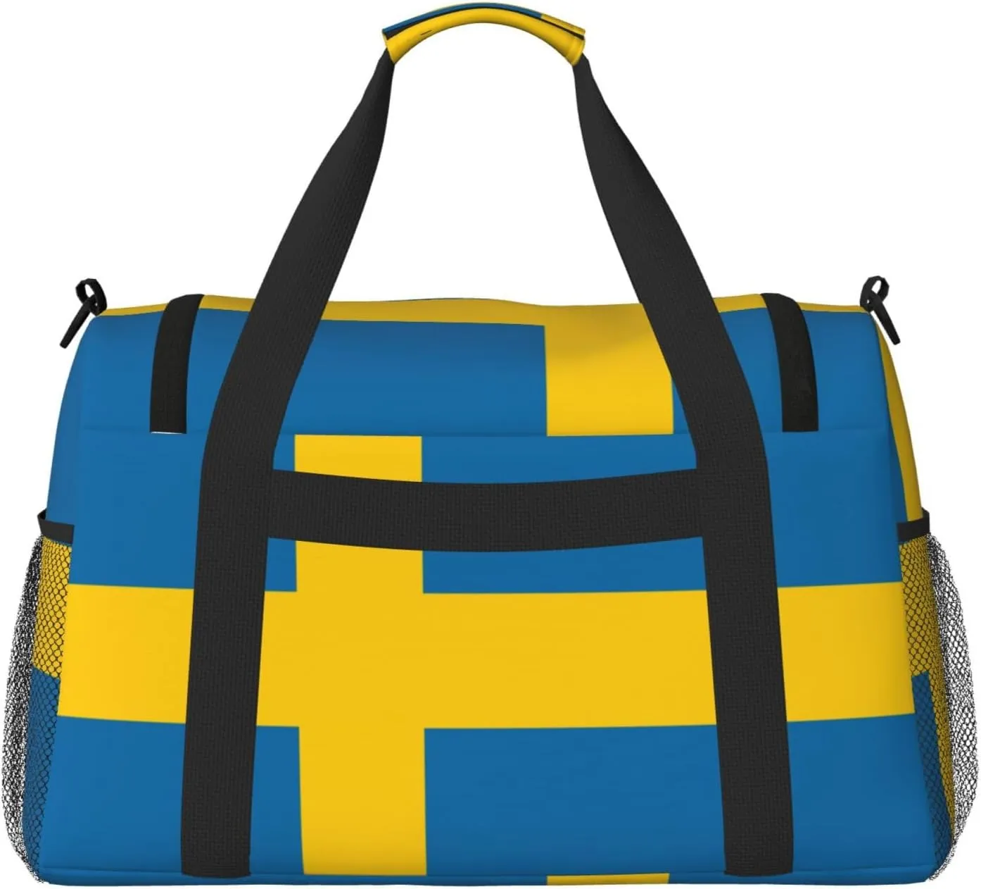 Flag Of Sweden Travel Duffel Bag Large Foldable Waterproof Overnight Bag For Beach Swim Bags Pool Sports Gym