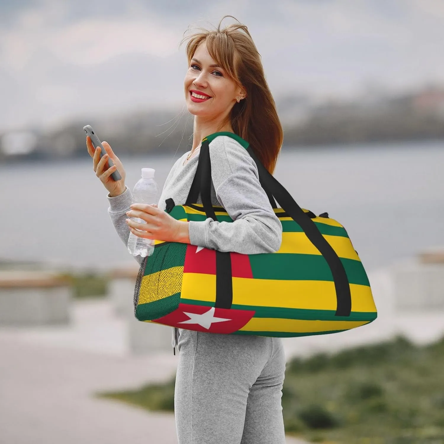 Flag Of Togo Travel Duffel Bag Large Foldable Waterproof Overnight Bag For Beach Swim Bags Pool Sports Gym