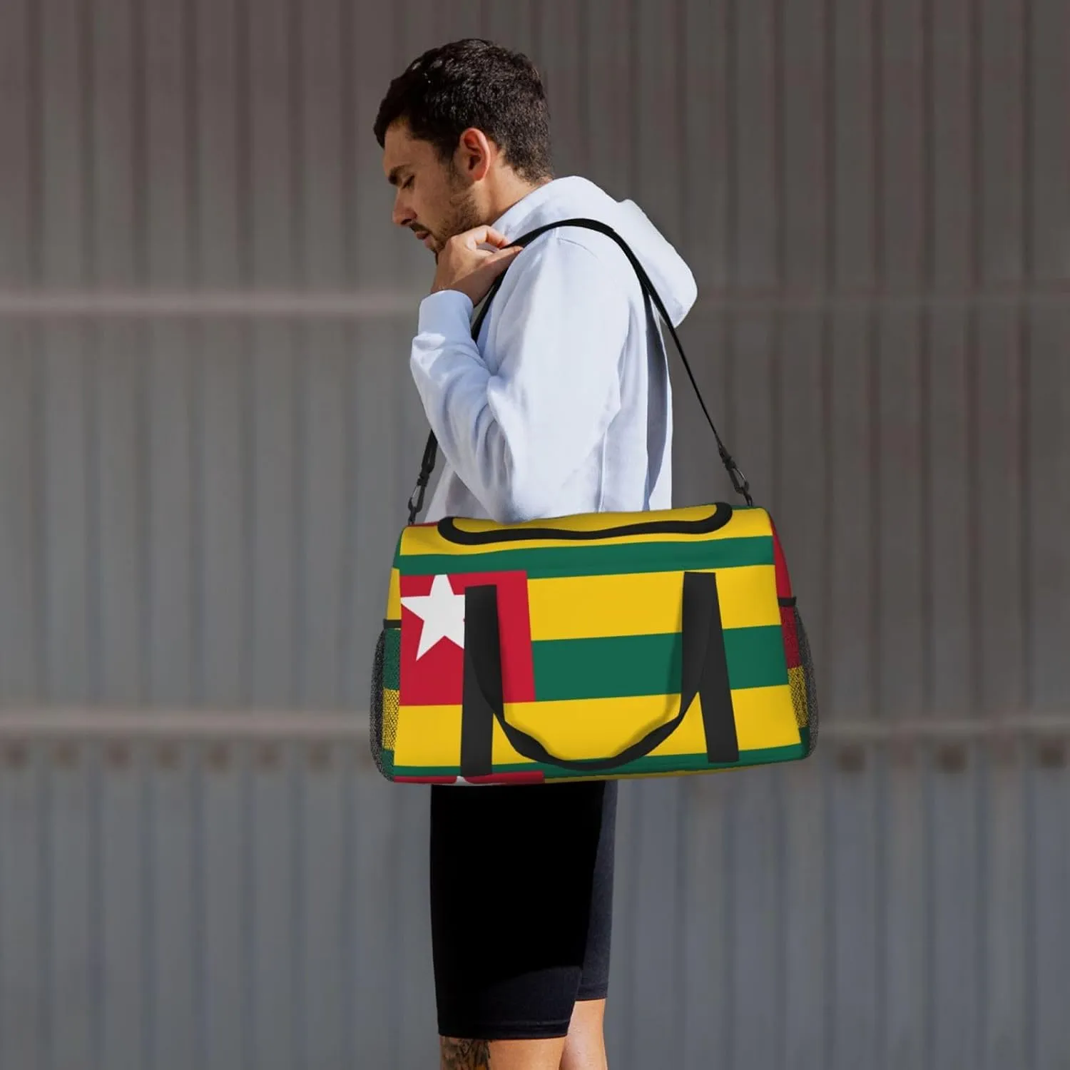 Flag Of Togo Travel Duffel Bag Large Foldable Waterproof Overnight Bag For Beach Swim Bags Pool Sports Gym