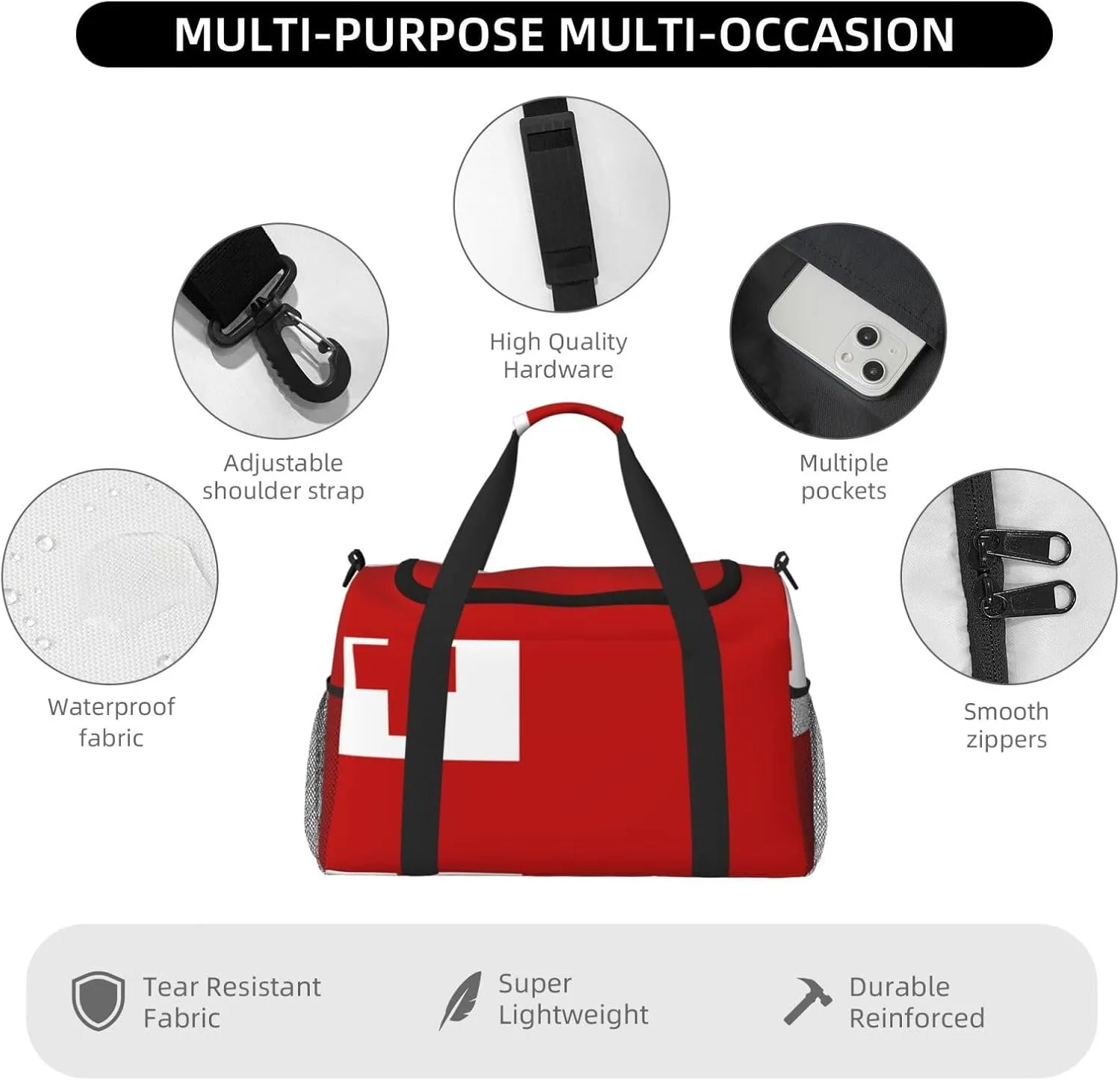 Flag Of Tonga Travel Duffel Bag Large Foldable Waterproof Overnight Bag For Beach Swim Bags Pool Sports Gym
