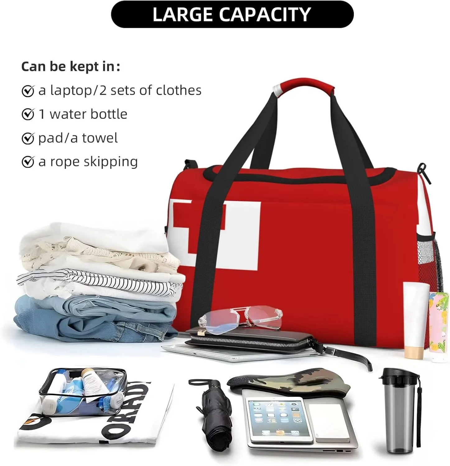 Flag Of Tonga Travel Duffel Bag Large Foldable Waterproof Overnight Bag For Beach Swim Bags Pool Sports Gym