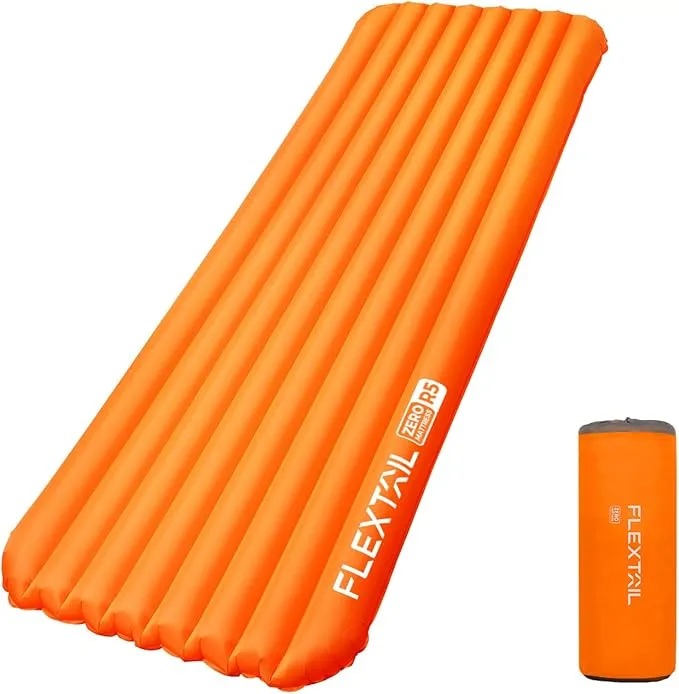FLEXTAILGEAR Inflatable Sleeping Pad with 5R Value – Ultralight 2.8 Inch Camping Mattress, 4 Seasons Compact Backpacking Gear Essentials for Camping, Traveling, Hiking and Tent