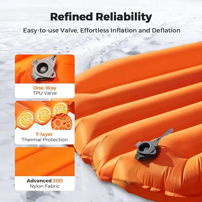 FLEXTAILGEAR Inflatable Sleeping Pad with 5R Value – Ultralight 2.8 Inch Camping Mattress, 4 Seasons Compact Backpacking Gear Essentials for Camping, Traveling, Hiking and Tent