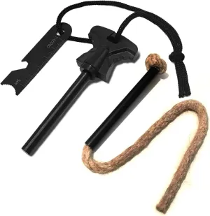Flint and Steel Fire Starter Kit - Premium Ferro Rod and Magnesium Stick with Tinder Hemp Rope - Portable Fire Starter Survival Tool for Campfires/Camping/Bushcraft/Hiking and Emergency Rescue.