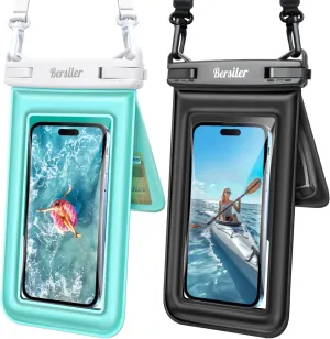 [Floatable 2 Pack Floating Waterproof Phone Pouch Case Up to 8.5", IPX8 Waterproof Phone Double Bag, Dry Bag for iPhone 16 15 14 13 Pro Max Galaxy S24  S23, Beach Cruise Ship Essentials