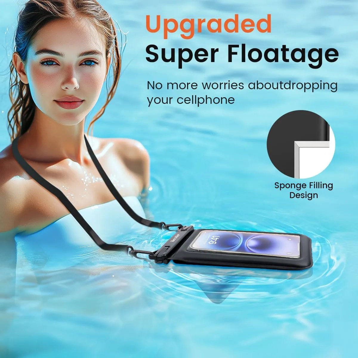 [Floatable 2 Pack Floating Waterproof Phone Pouch Case Up to 8.5", IPX8 Waterproof Phone Double Bag, Dry Bag for iPhone 16 15 14 13 Pro Max Galaxy S24  S23, Beach Cruise Ship Essentials