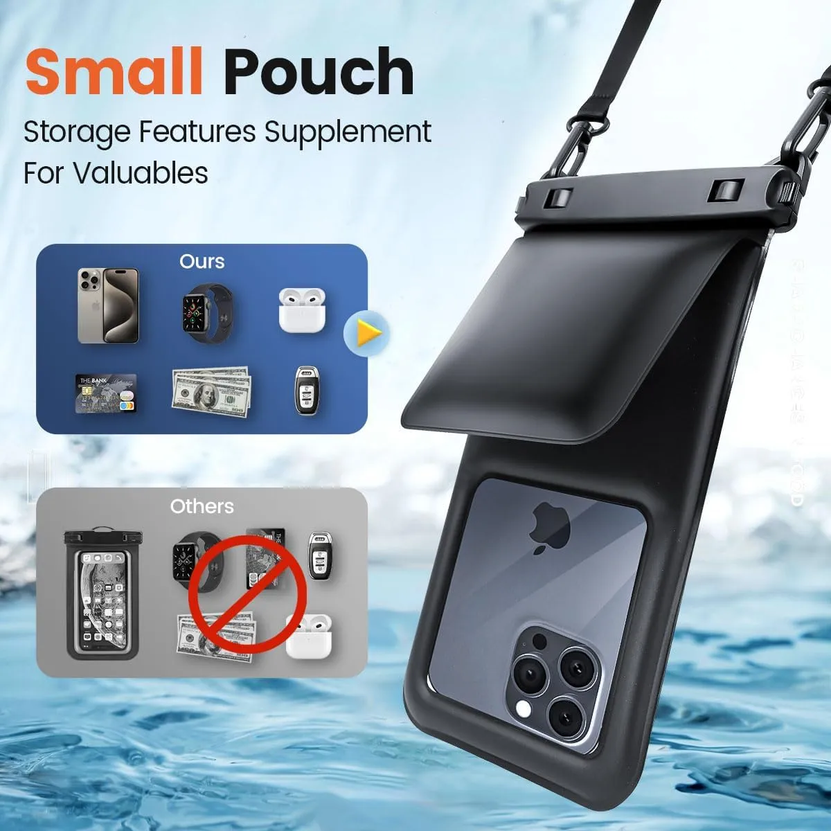 [Floatable 2 Pack Floating Waterproof Phone Pouch Case Up to 8.5", IPX8 Waterproof Phone Double Bag, Dry Bag for iPhone 16 15 14 13 Pro Max Galaxy S24  S23, Beach Cruise Ship Essentials