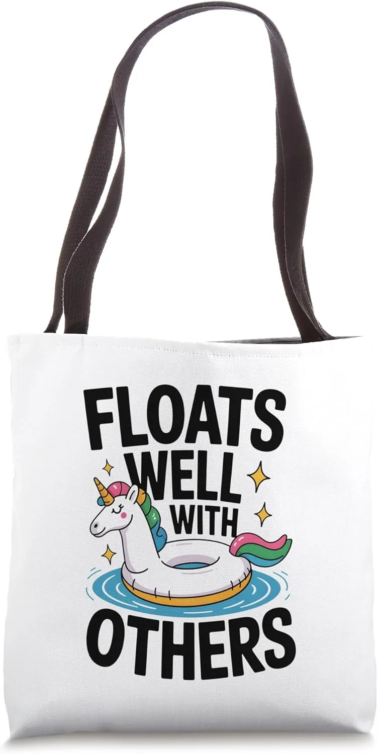 Floats Well With Others Fun Pool Float Summer Men Women Kids Tote Bag
