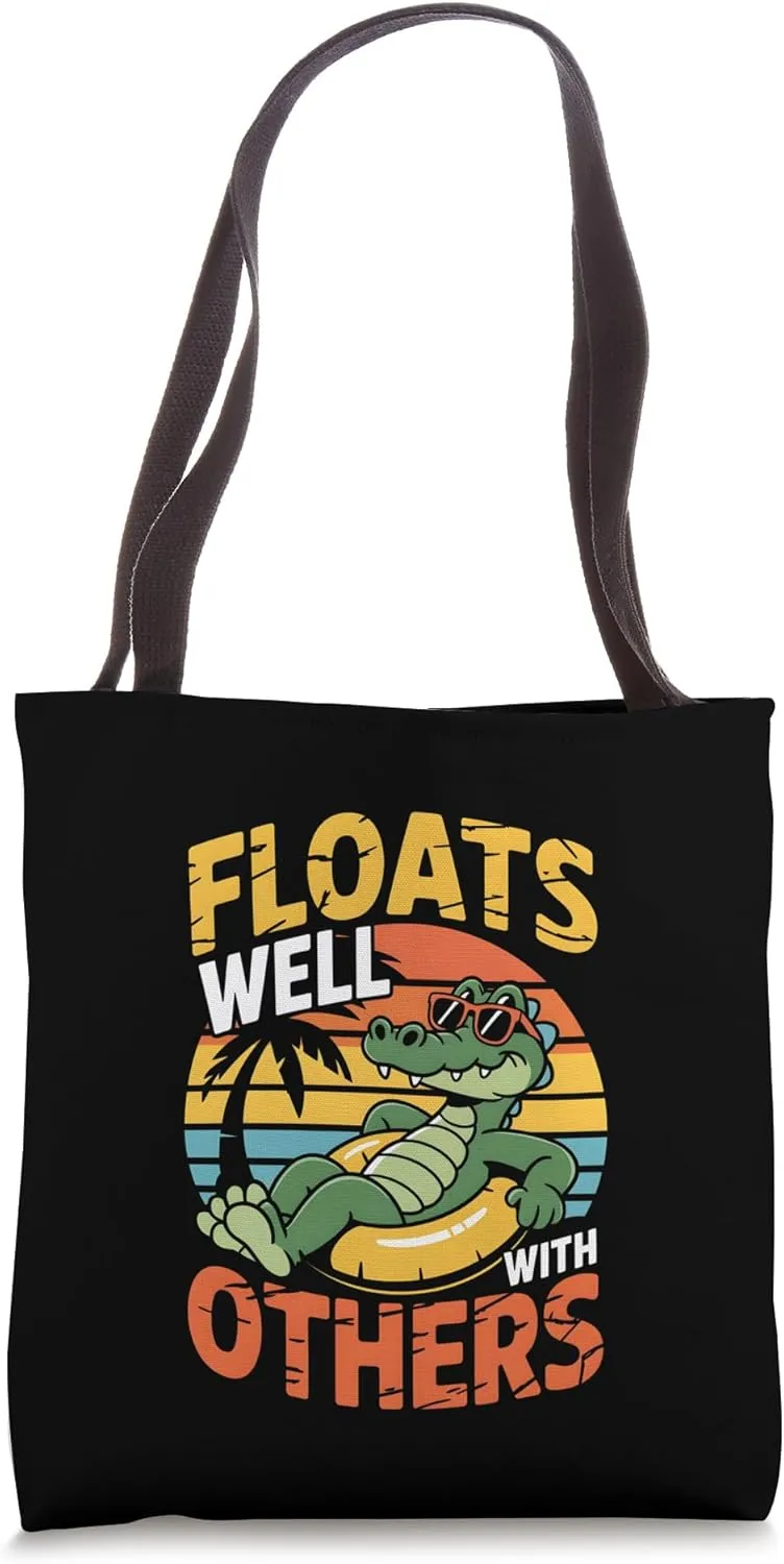 Floats Well With Others Fun Pool Float Summer Men Women Kids Tote Bag