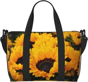 Flower Bush Sunflower Travel Bag for Women Men Weekender Bags Carry on Overnight Bag Tote Bag Yoga Gym Bag for Gym, Work, Weekend, Travel, Personal Items