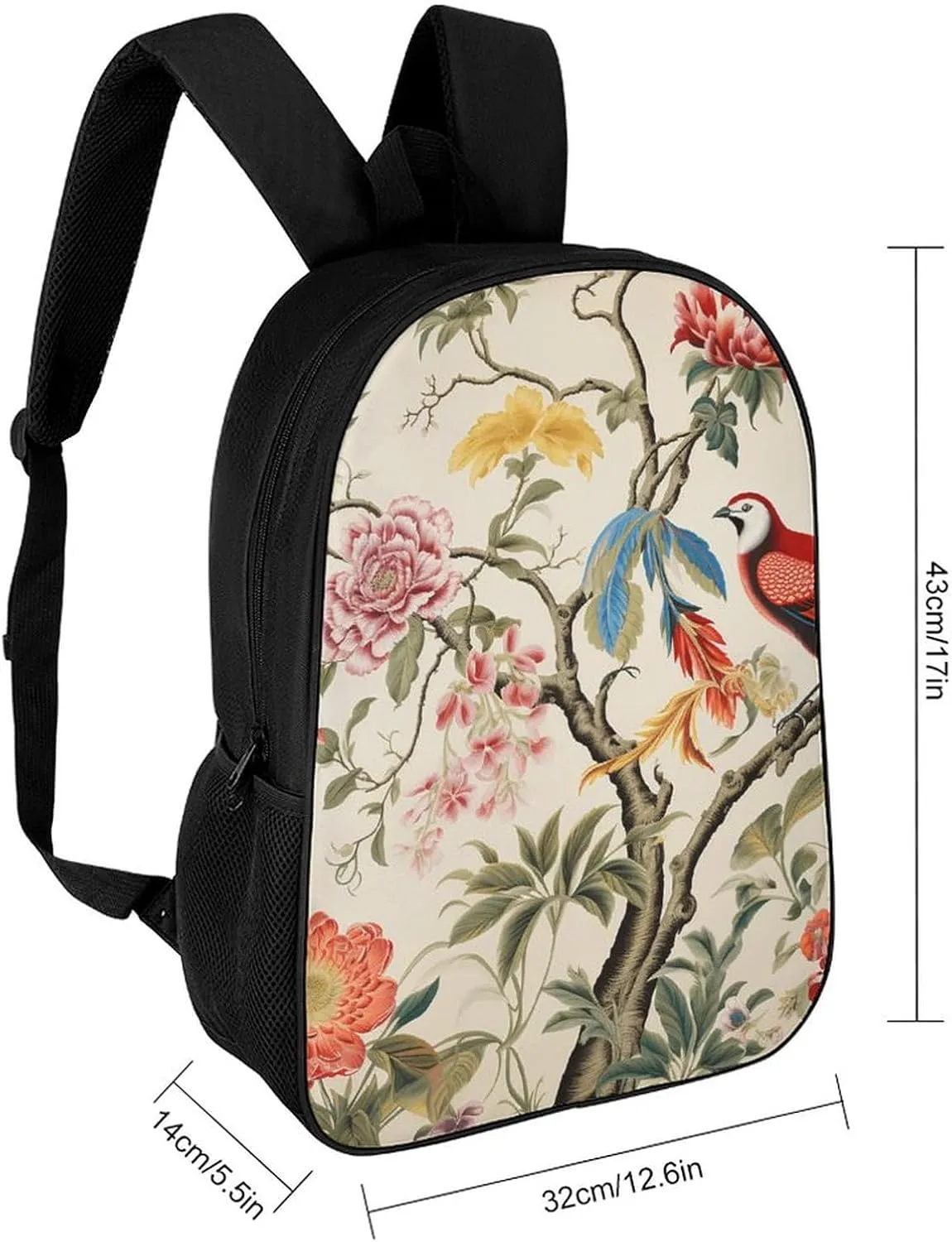 Flowers And Birds Lightweight Backpack Casual Carry On Laptop Backpack,Hiking Bag for Camping Sports Work