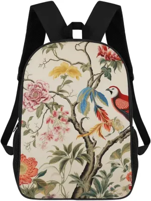 Flowers And Birds Lightweight Backpack Casual Carry On Laptop Backpack,Hiking Bag for Camping Sports Work