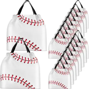 Flutesan 50 Pcs Baseball Party Favor Bags Plastic Baseball Snack Goodie Bags Drawstring Gift Packaging for Team Kids Boys Birthday Sports Theme Party Favors Supplies, 6 x 8 Inch