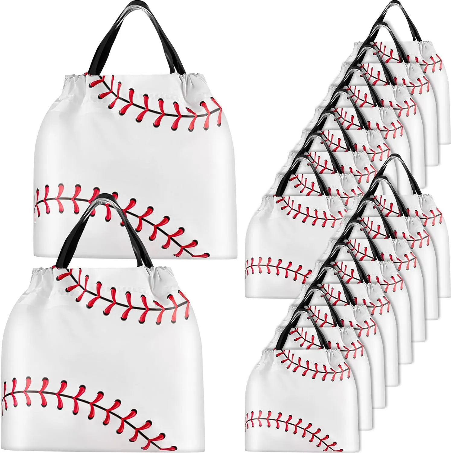 Flutesan 50 Pcs Baseball Party Favor Bags Plastic Baseball Snack Goodie Bags Drawstring Gift Packaging for Team Kids Boys Birthday Sports Theme Party Favors Supplies, 6 x 8 Inch