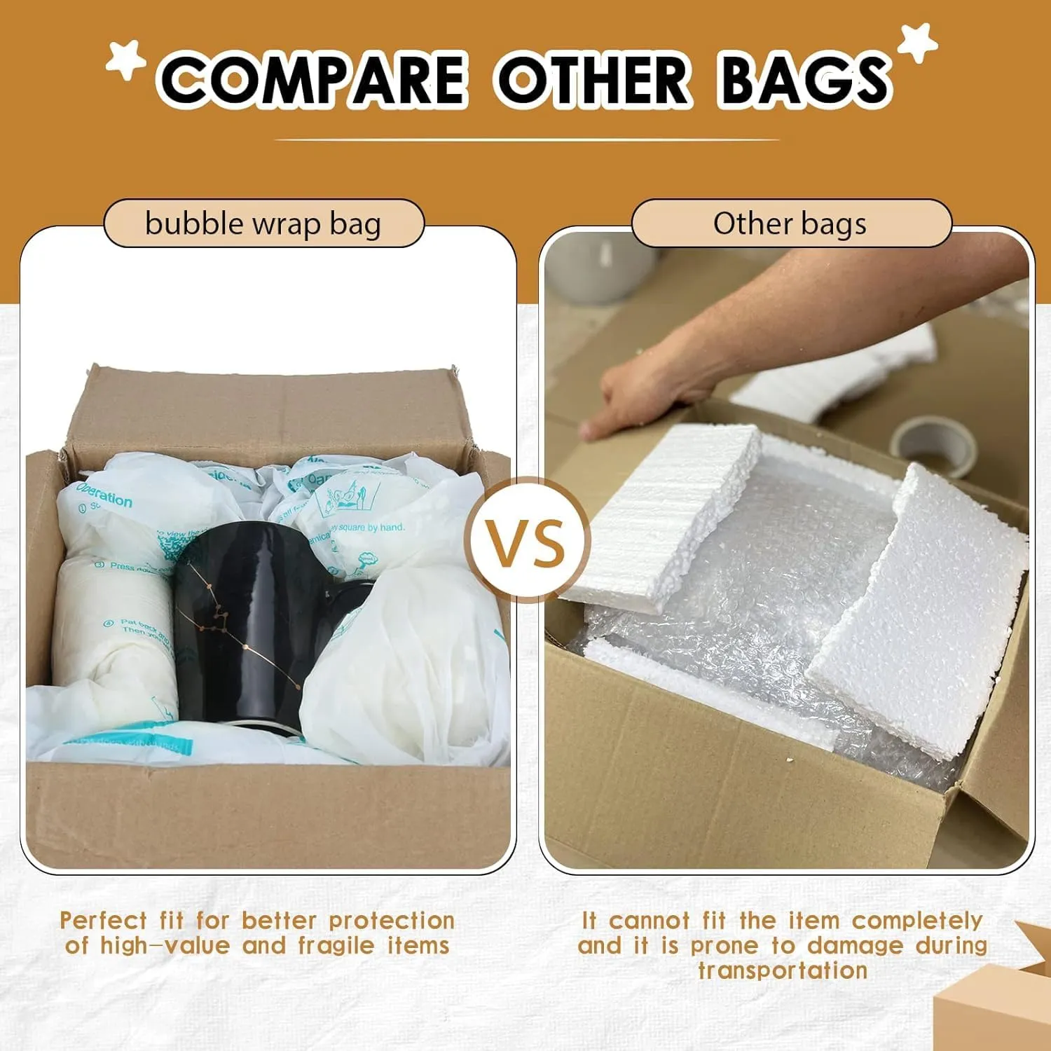 Foam Bag For Shipping, 6PCS 20"x24" Expanding Foam for shipping Instant Pack Quick Expanding Foam Packaging Bags, Packing, Mailing and Shipping Solutions