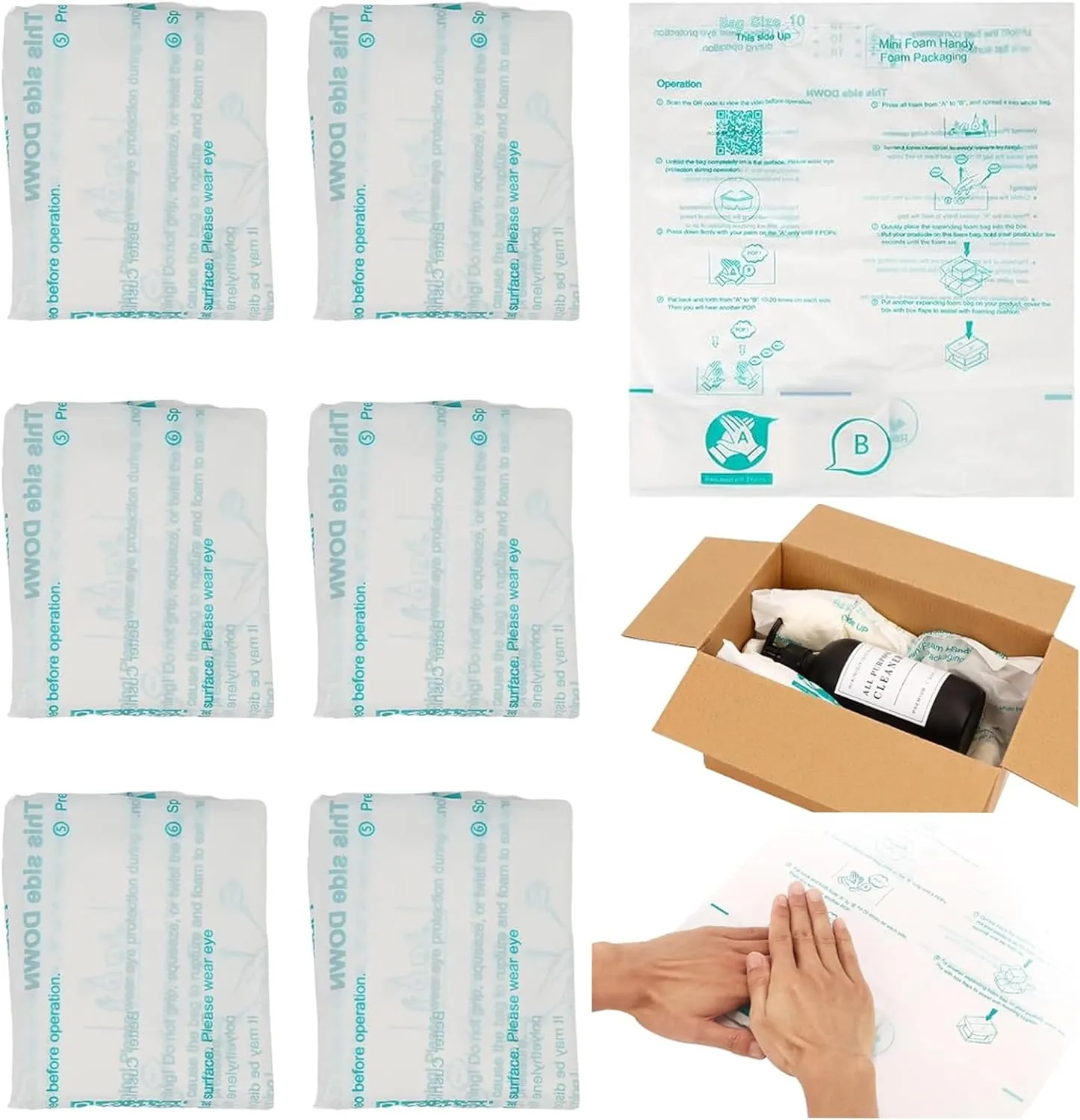 Foam Bag For Shipping, 6PCS 20"x24" Expanding Foam for shipping Instant Pack Quick Expanding Foam Packaging Bags, Packing, Mailing and Shipping Solutions