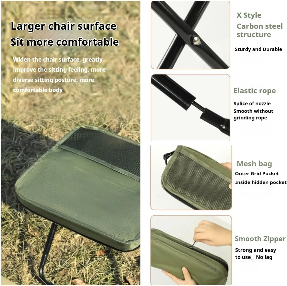 Foldable Backpack Stool/Mountaineering and Hiking Portable Stool - Lightweight Camping Chair, Collapsible Fishing Seat for Outdoor, BBQ, Travel ，Ultra Lightweight Lounge (Black Small)