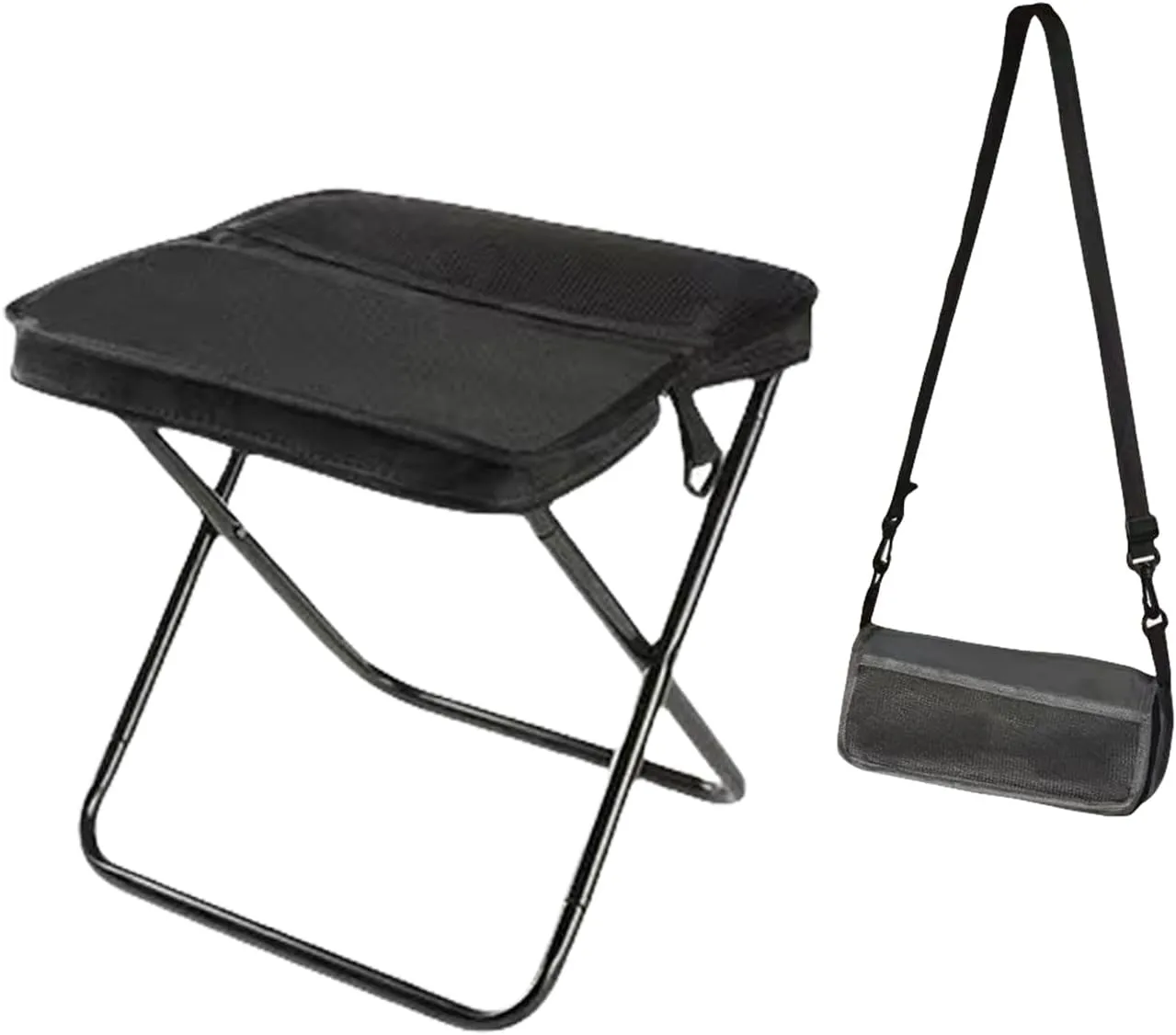 Foldable Backpack Stool/Mountaineering and Hiking Portable Stool - Lightweight Camping Chair, Collapsible Fishing Seat for Outdoor, BBQ, Travel ，Ultra Lightweight Lounge (Black Small)