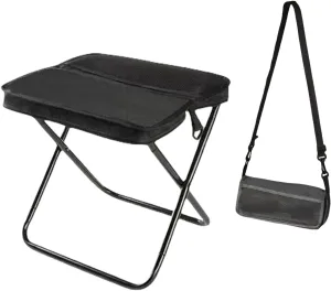 Foldable Backpack Stool/Mountaineering and Hiking Portable Stool - Lightweight Camping Chair, Collapsible Fishing Seat for Outdoor, BBQ, Travel ，Ultra Lightweight Lounge (Black Small)