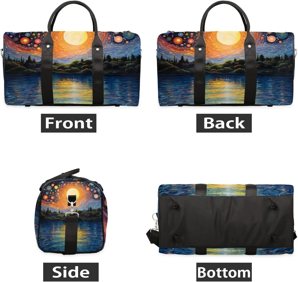Foldable Travel Bag Abstract Sky Lake Lightweight Carry On Bags for Airplanes Waterproof Travel Duffle Bag For Gym Weekend Overnight