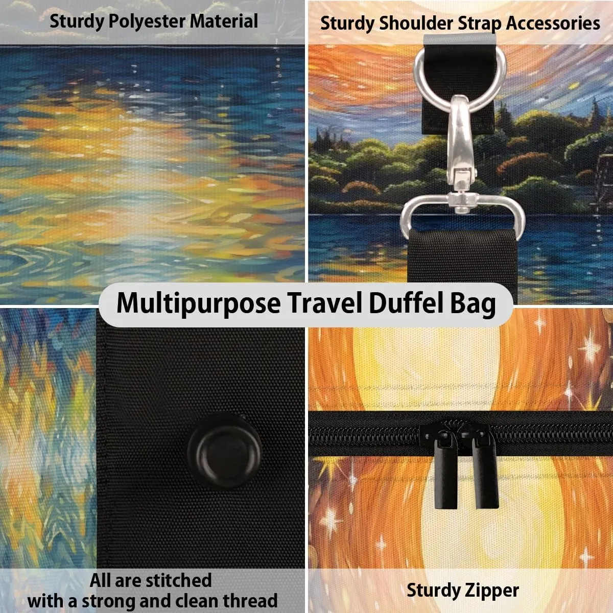 Foldable Travel Bag Abstract Sky Lake Lightweight Carry On Bags for Airplanes Waterproof Travel Duffle Bag For Gym Weekend Overnight