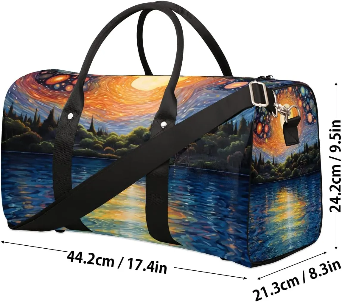 Foldable Travel Bag Abstract Sky Lake Lightweight Carry On Bags for Airplanes Waterproof Travel Duffle Bag For Gym Weekend Overnight