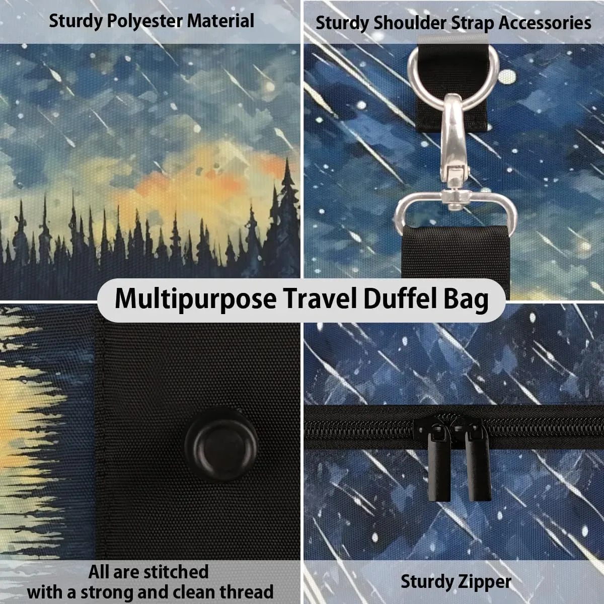 Foldable Travel Bag Beautiful Starry Sky Lightweight Carry On Bags for Airplanes Waterproof Travel Duffle Bag For Gym Weekend Overnight