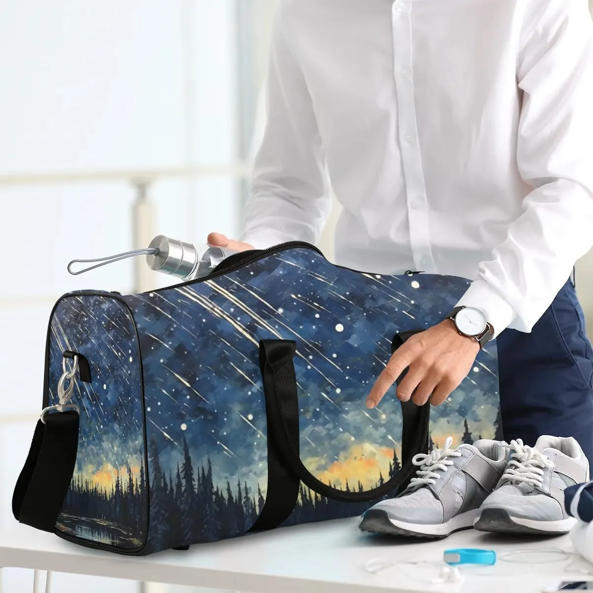 Foldable Travel Bag Beautiful Starry Sky Lightweight Carry On Bags for Airplanes Waterproof Travel Duffle Bag For Gym Weekend Overnight