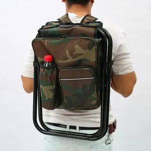 Folding Camping Fishing Chair Stool Portable Backpack Cooler Insulated Picnic Bag Hiking Seat Table Bags Pesca Tackle Mochila Type B Camouflage