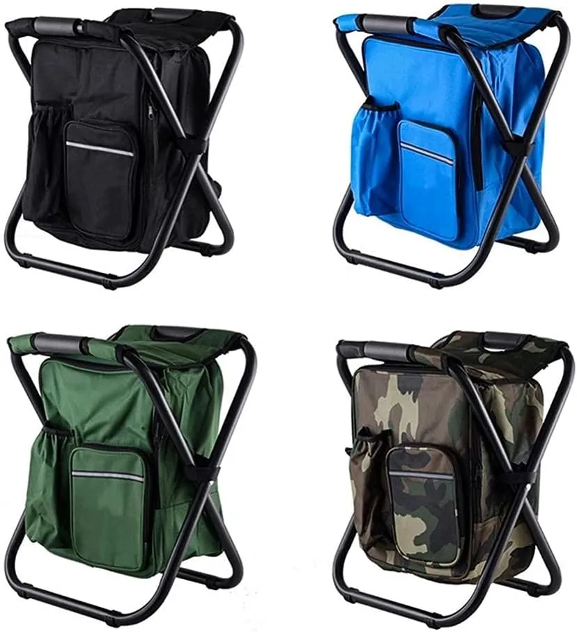 Folding Camping Fishing Chair Stool Portable Backpack Cooler Insulated Picnic Bag Hiking Seat Table Bags Pesca Tackle Mochila Type B Camouflage