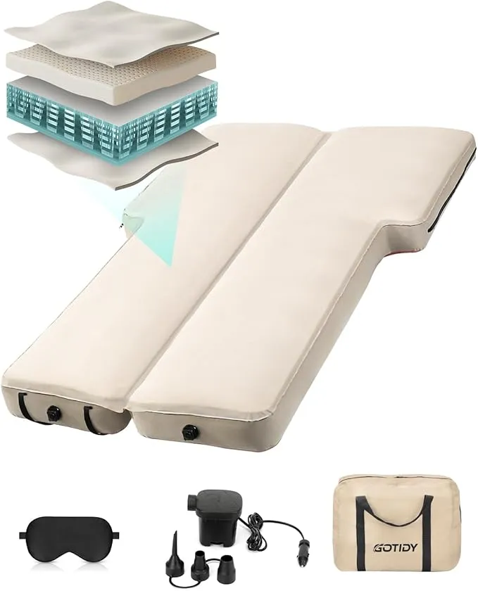 for Tesla Model Y Mattress, Inflatable Camping Bed for Model Y Mattress with Electric Air Pump, Two-in-One Fusion of Air and Memory Foam