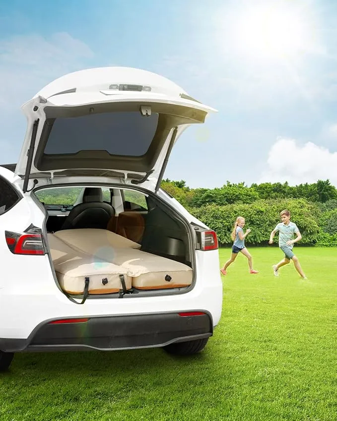 for Tesla Model Y Mattress, Inflatable Camping Bed for Model Y Mattress with Electric Air Pump, Two-in-One Fusion of Air and Memory Foam